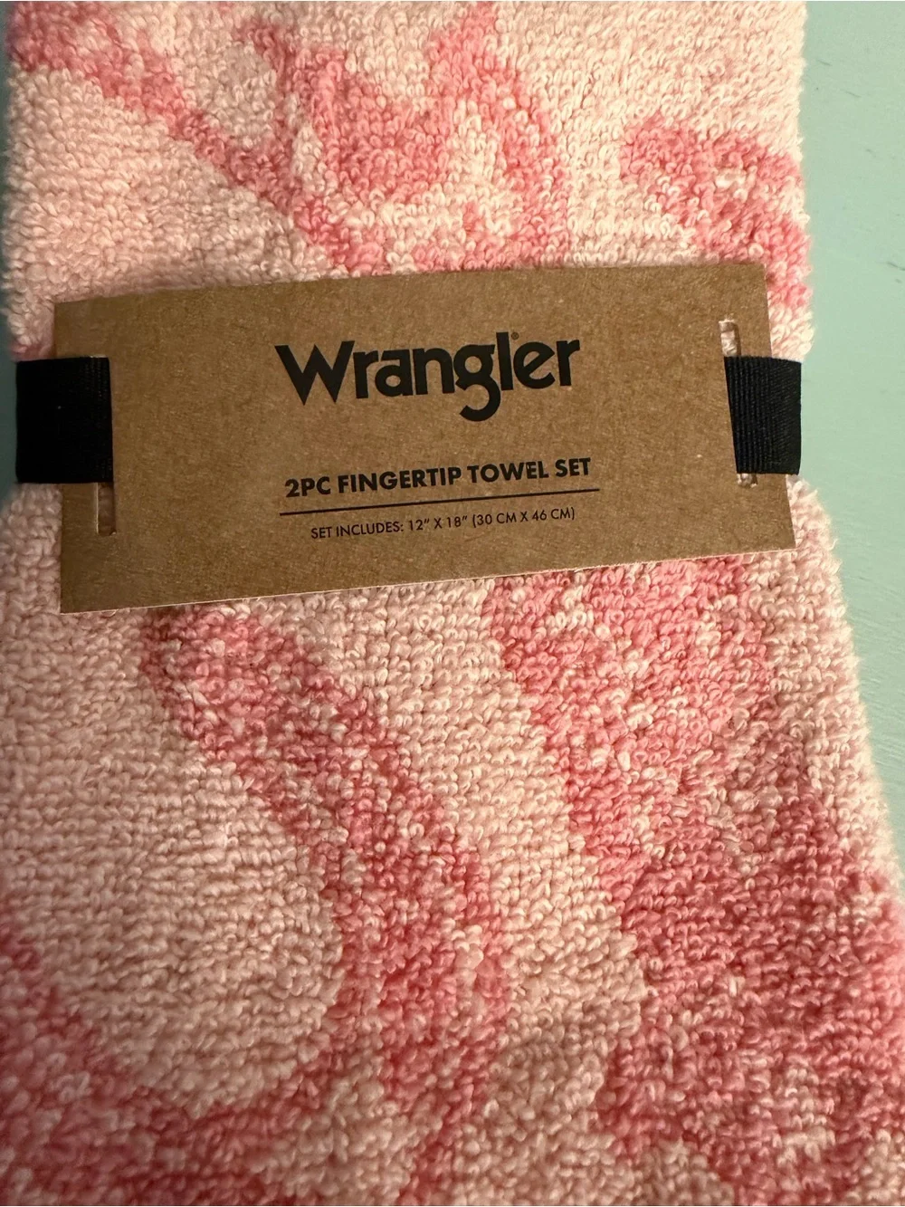 Wrangler Pink and Light Pink Western Pattern Fingertip Towels - 2pc
